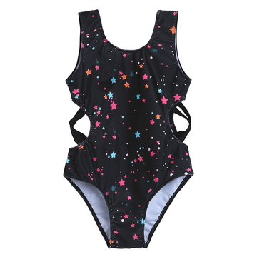 2022 Colorful Stars in Black One-piece Swimming Suits